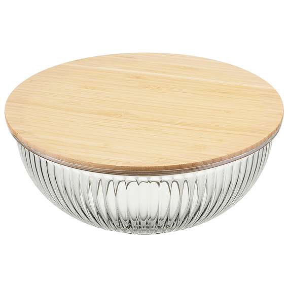 Чаша стеклянная с бамбуковой крышкой harmy, 3,5 л