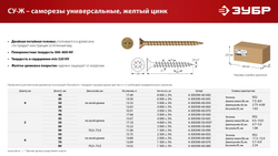 ЗУБР СУ-Ж 70 х 6.0 мм, желтый цинк, Универсальный саморез, 12.84 кг (4-300390-60-070)