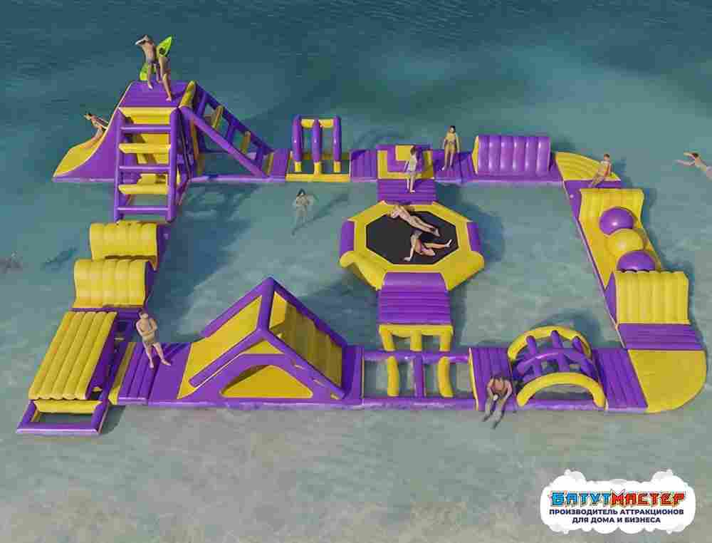 Коммерческий надувной аквапарк на воде «Фиолетовое лето» 25×15×5 м
