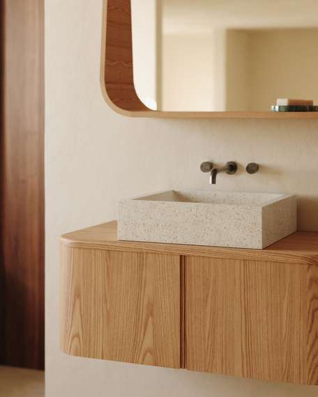 Шкафчик для ванной Salaya из ламинированной фанеры ясеня в натуральной отделке