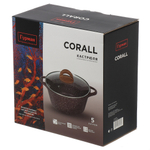 Кастрюля алюм, антиприг, 5 л, с крыш, крыш стекло, кругл, Гурман, Coral, ГМк503КР, индукц