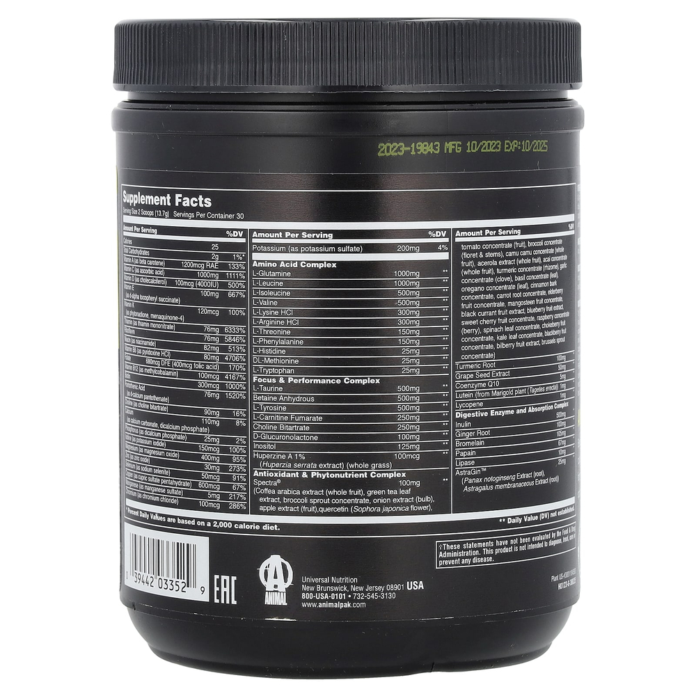 Animal, Animal Pak Powder, тональная основа для тренировок, измельченный апельсин, 411 г (14,5 унции)