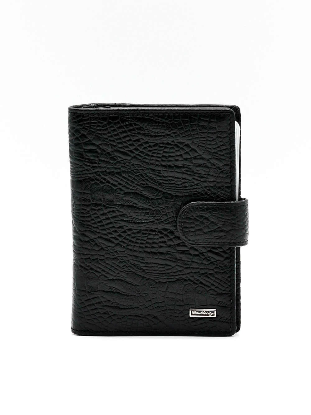 Стильная чёрная обложка для автодокументов и паспорта из натуральной кожи Dublecity 068-DC31-17A в подарочной коробке