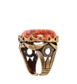 AM-2458 Кольцо «Коронация» (латунь, янтарь)