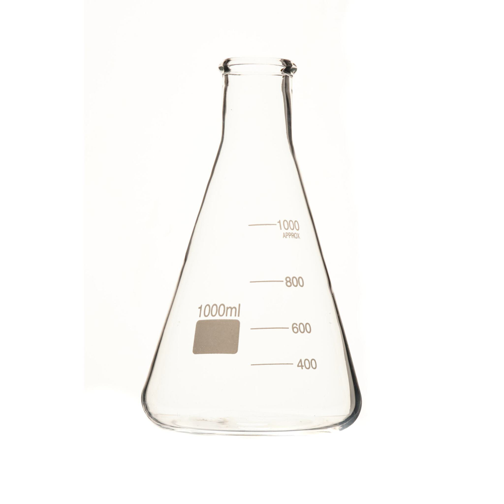 Колба коническая, 1000 мл, узкое горло