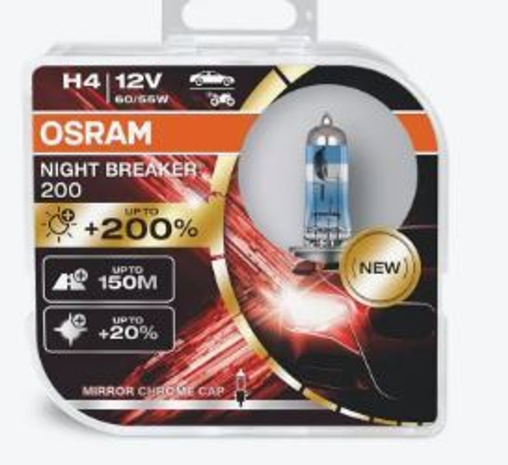 Автолампа H4 12V 60/55W P43t Osram  +200% NIGHT BREAKER 200 (64193NB200-HCB_ DuoBox) к-т ORIGINAL