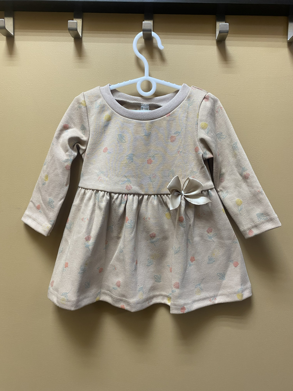 Платье на девочку из интерлока (трикотаж 100 % хлопок) с длинным рукавом на рост 74,80,86 см