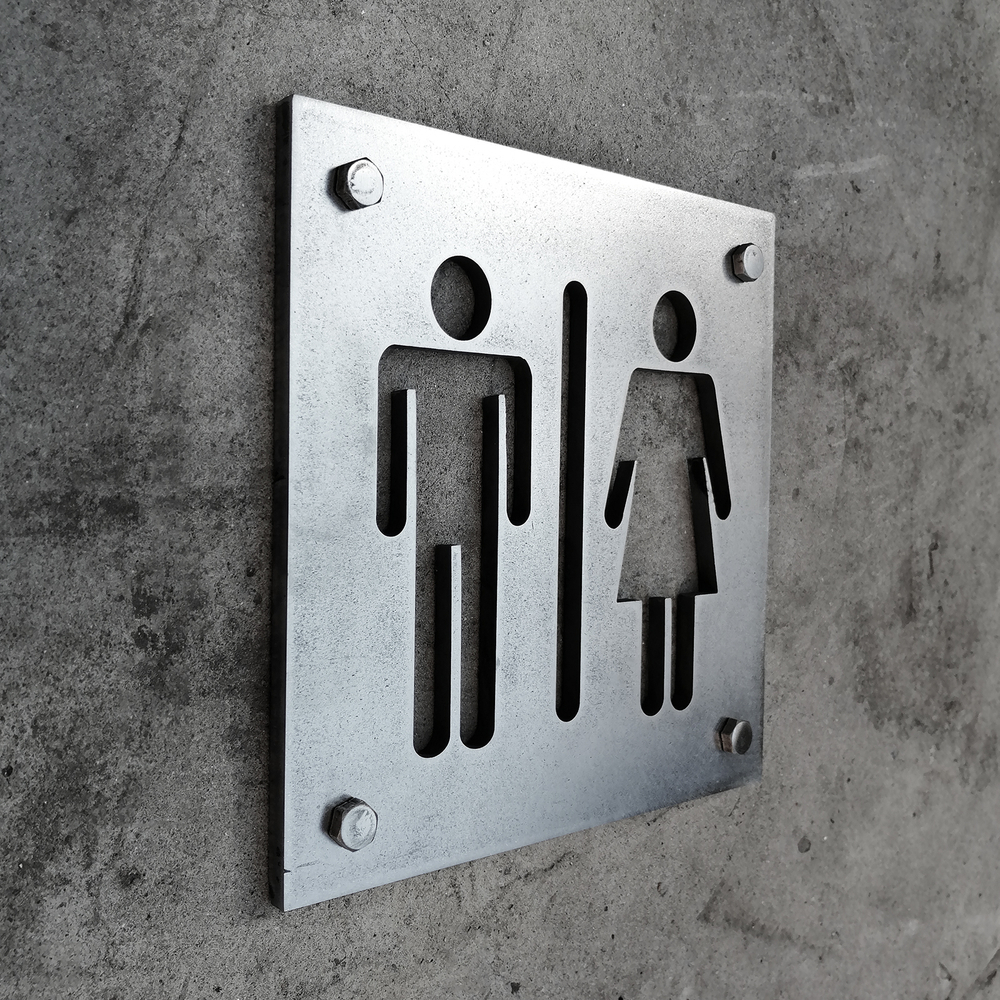 Стальная табличка в стиле лофт мужской/женский туалет