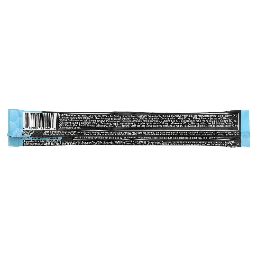 NutraBio, Amino Kick, голубая малина, 1 пакетик, 9 г (0,32 унции)