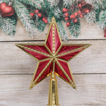 Звезда на ёлку «Новогодний праздник» 15*18 см, Красный