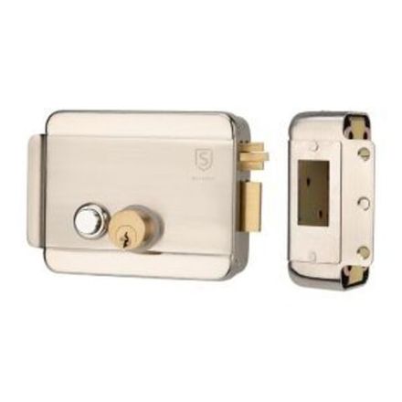 Замок электромеханический накладной универсальный  SC-20, с возможностью блокировки кнопки открывани