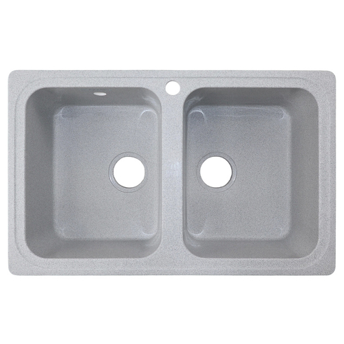 Кухонная мойка AZARIO Alba 780x490x190 двойная, искусственный мрамор, сифон в комплекте, цвет серый (CS00105219)