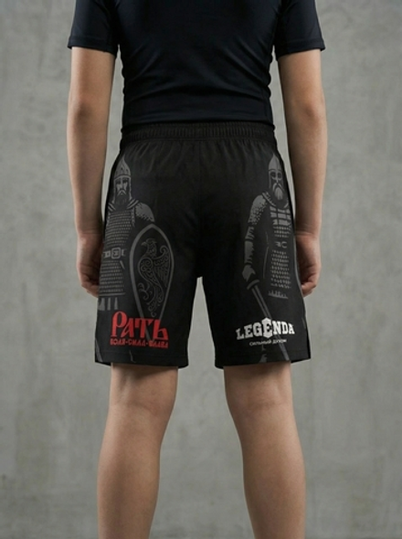 Шорты детские спортивные тренировочные черные LEGENDA Рать2 красная