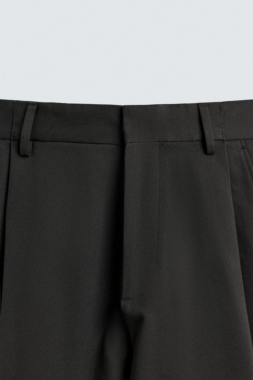 ZARA БРЮКИ WIDE FIT СО СКЛАДКАМИ, ЧЕРНЫЙ