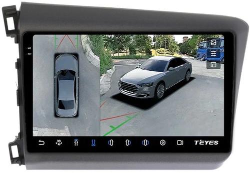 Магнитола для Honda Civic 9 седан 2012 левый руль - Teyes CC3-2K-360 монитор 9.5" 2K QLED на Android 10, Быстрая, CarPlay, 4G SIM-слот, 4 камеры в комплекте