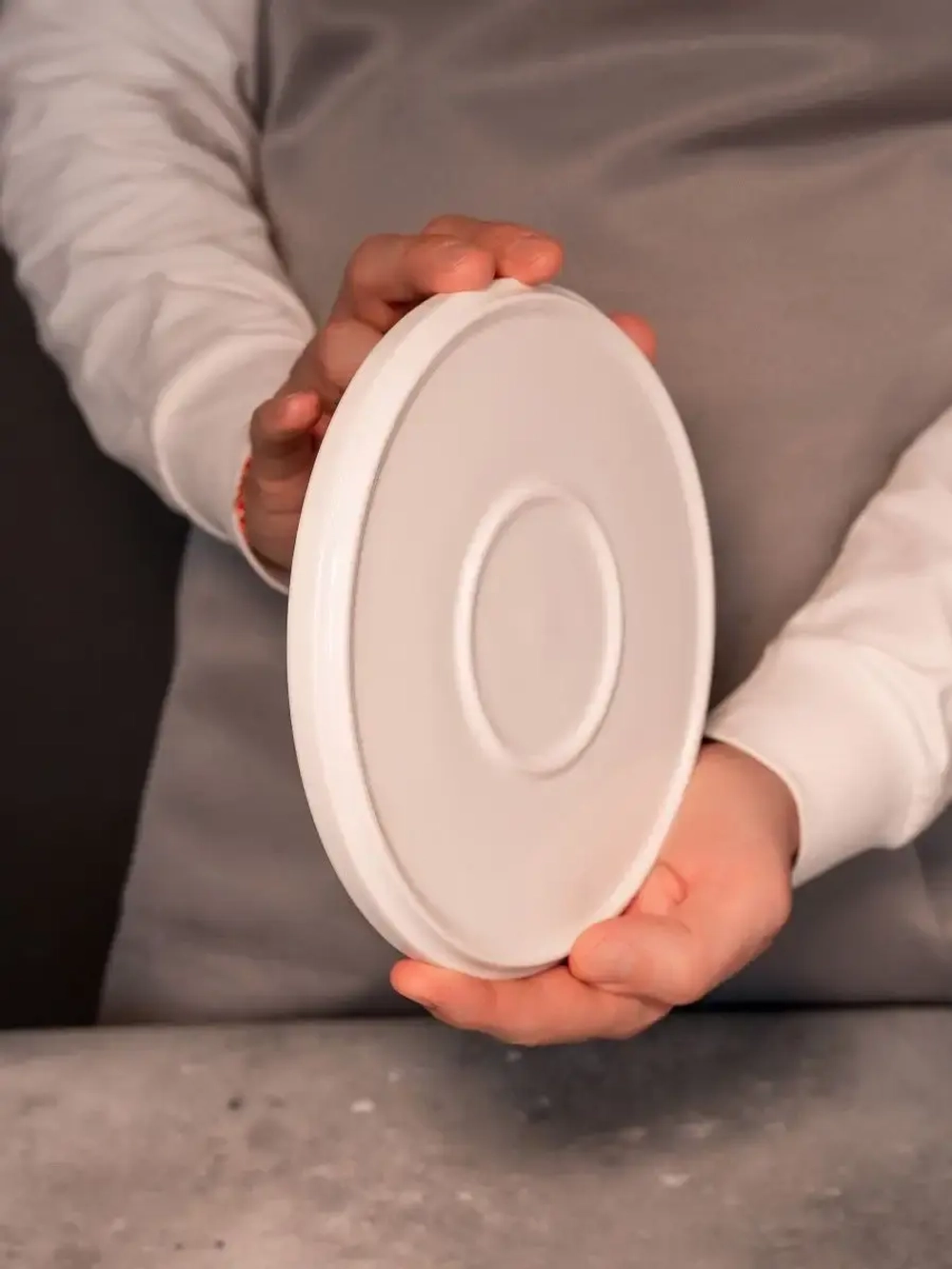 Набор посуды 6 тарелок белый мрамор 20 см