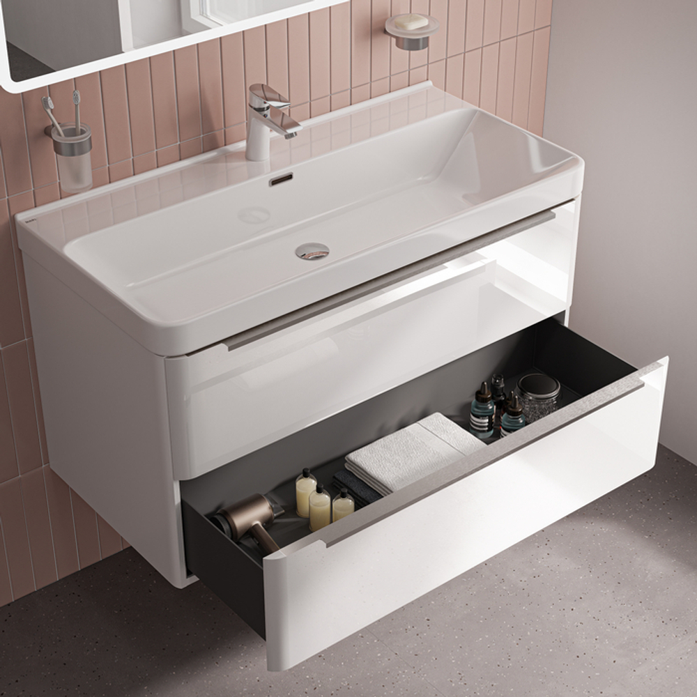 Тумба с умывальником IDDIS Cloud X, подвесная, 100 см, белый, CLX10W0i95K