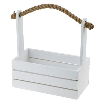 Ящик (дерево) с ручкой 24,5x13xH27см (Белый)