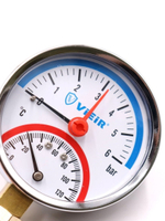 Термоманометр 1/2", вертикальный 80 мм/6 бар ViEiR