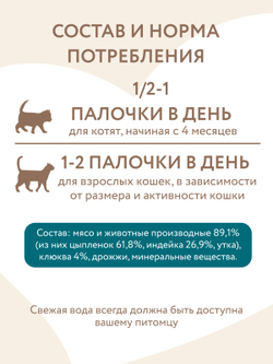 Лакомство Мнямс лакомые палочки для стерилизованных кошек из индейки и цыпленка 3х5 г