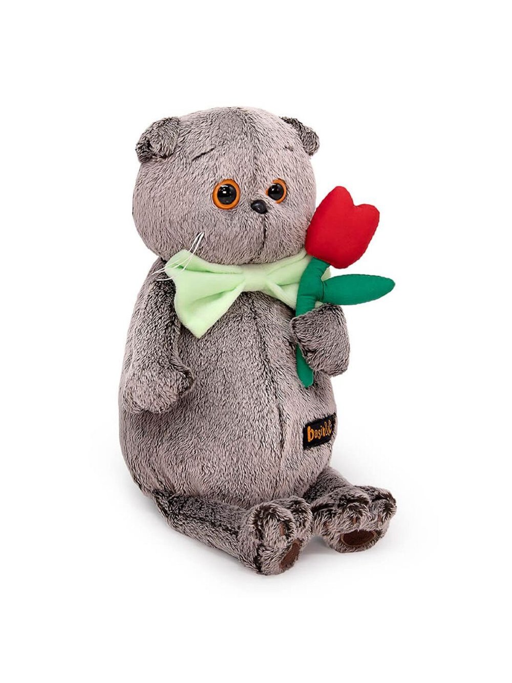 Мягкая игрушка Басик с тюльпаном 19 см