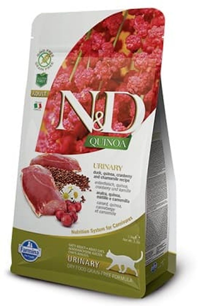 Сухой беззерновой корм N&amp;D Quinoa Urinary для взрослых кошек с уткой 300г
