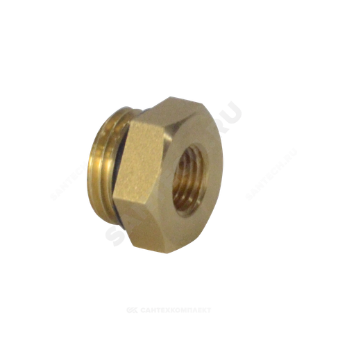 Футорка латунь Ду 15х8 (1/2"х1/4") с резиновым кольцом НР/ВР Апогей 310013