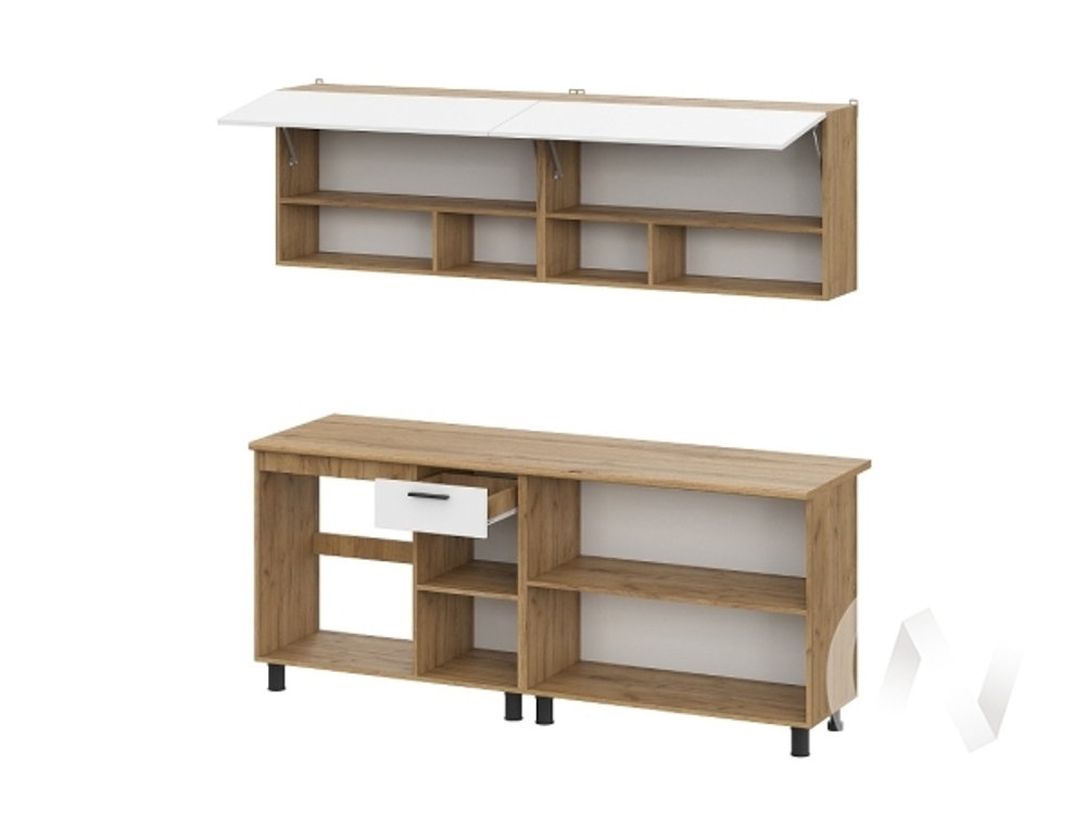 Кухонный гарнитур Монако Дуб Золотой/Белый матовый/Дуб Вотан