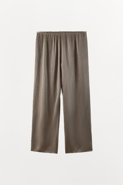 ZARA БРЮКИ В ПИЖАМНОМ СТИЛЕ В ПОЛОСКУ, РЫЖЕВАТО-КОРИЧНЕВЫЙ