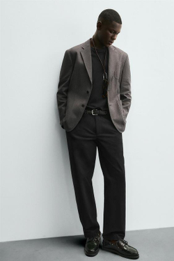 ZARA БРЮКИ ЧИНОС STRAIGHT FIT, ЧЕРНЫЙ