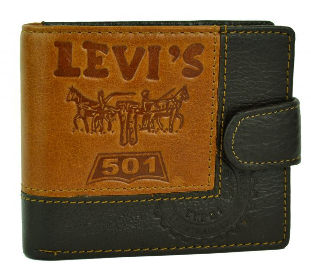Кошелёк-портмоне коричневый кожаный мужской молодёжный Levis-1849