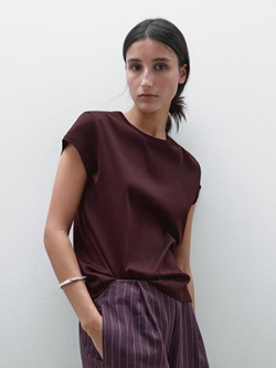 Massimo Dutti Хлопковая футболка, гранатовый