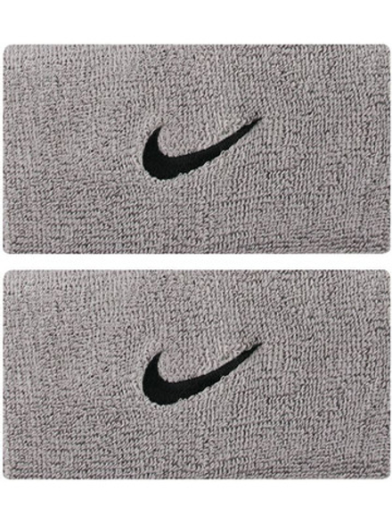 Напульсник теннисный Nike Swoosh Double-Wide Wristbands - серый