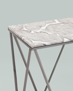 Консоль Авалон 122*41 серый мрамор сталь темный хром