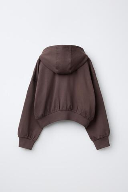 ZARA ХУДИ С РЕЛЬЕФНЫМ НАДПИСЬЮ, КОРИЧНЕВЫЙ