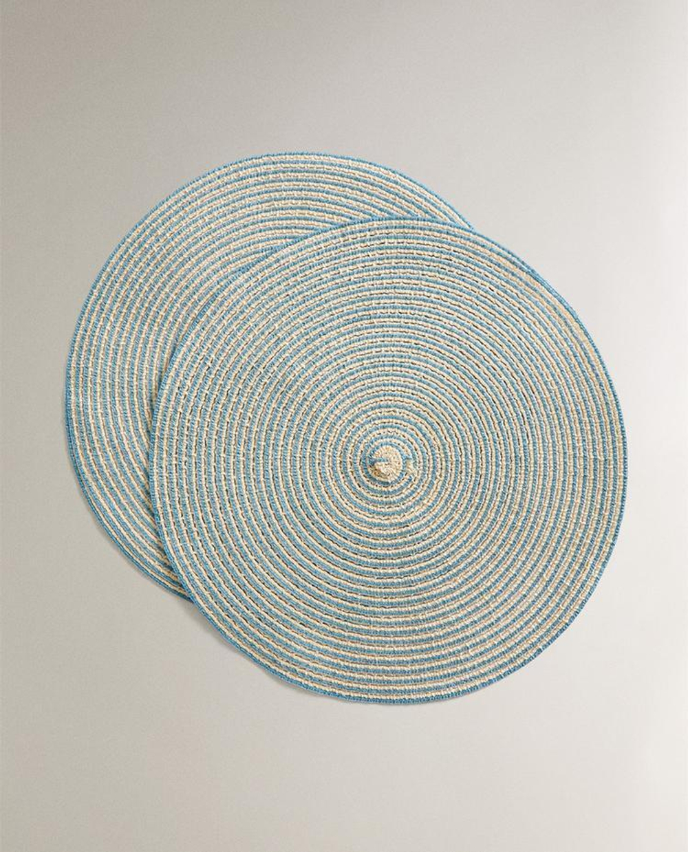ZARA HOME КРУГЛАЯ ПОДСТАВКА ПОД СТОЛОВЫЕ ПРИБОРЫ (НАБОР ИЗ 2 ШТ.), СИНИЙ