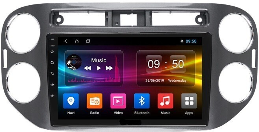 Магнитола для Volkswagen Tiguan 2011-2017 (рамка серая) - Carmedia OL-9908-2 QLed, Android 12, TS10, CarPlay, 4G SIM-слот
