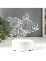 Светильник 3D ночник RISALUX «Рыбка», LED RGB, от сети, 9.5×