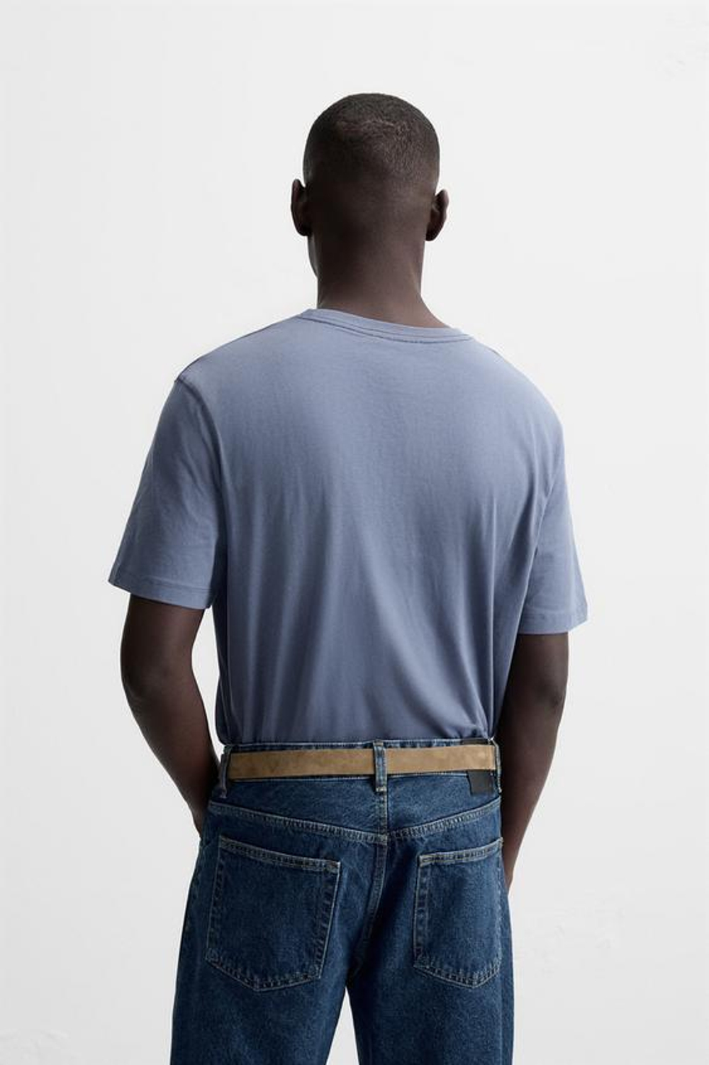 ZARA БАЗОВАЯ ФУТБОЛКА MEDIUM WEIGHT, СИНИЙ