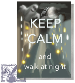 Открытка почтовая. Keep calm and walk at night.