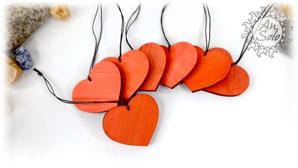 Набор подвесок "Сердечки" из кедра