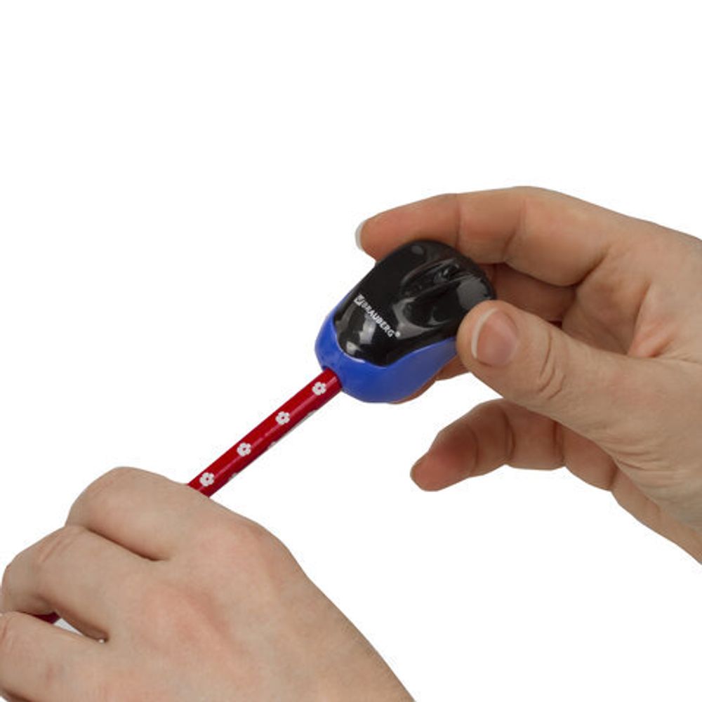 Точилка BRAUBERG "Click", с контейнером, пластиковая, корпус ассорти, 228445