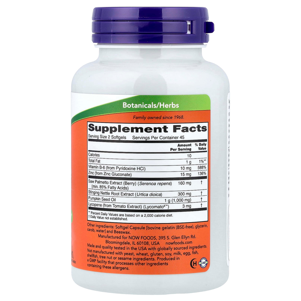 NOW Foods, Prostate Support, 90 мягких таблеток