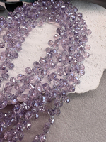 Бусины из хрустального стекла, капля 6*4 мм, радужный/фиалка, нить 40 см