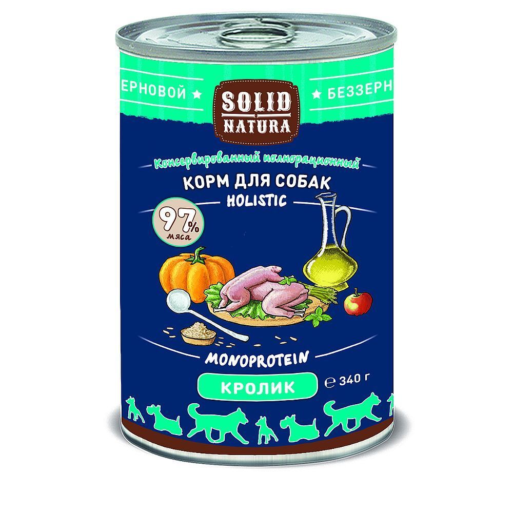 Solid Natura Holistic Кролик влажный корм для собак жестяная банка 0,34 кг