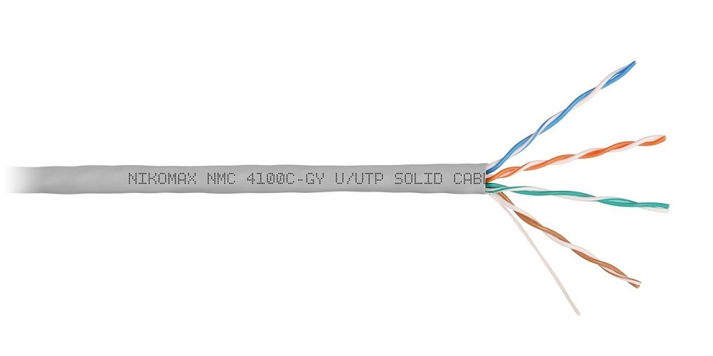Кабель витая пара U/UTP 5e кат. 4 пары NikoMax NMC 4100C-GY