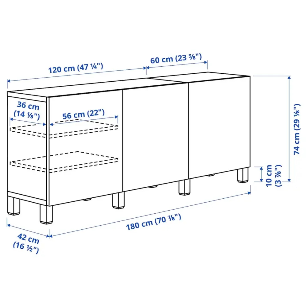 Комбинация для хранения - IKEA BESTÅ/BESTA/БЕСТА/БЕСТО ИКЕА, 180x42x74 см, белый