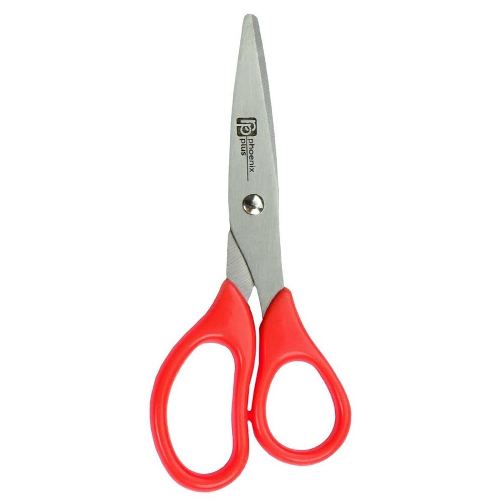Ножницы детские 13,5 см, Феникс+ Черно-белые коты, эргономичные ручки, красный