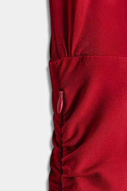 ZARA КОРОТКОЕ КОМБИНИРОВАННОЕ ПЛАТЬЕ ИЗ СЕТЧАТОЙ ТКАНИ, ЯРКО-КРАСНЫЙ