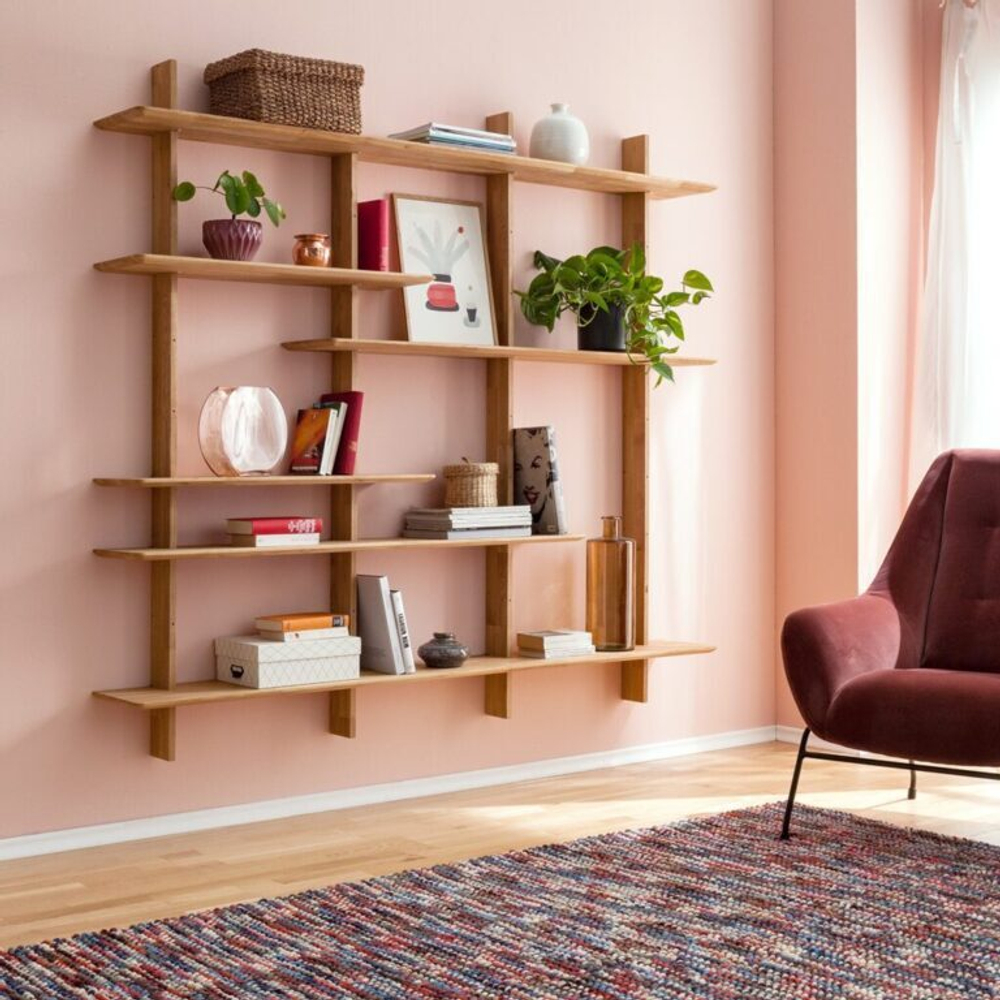 Стеллаж настенный из массива дуба Берг 3